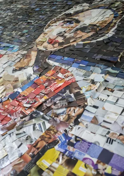 Collage out of magazine paper pieces – Modern Lithuanian interpretation — contemporary art object by Agne Kisonaite