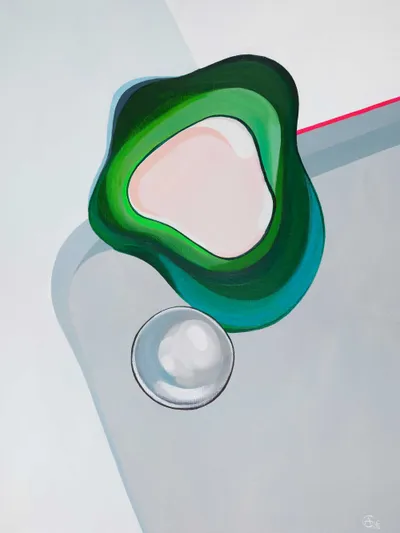 Earring with a Pearl — acrylic painting by Agne Kisonaite