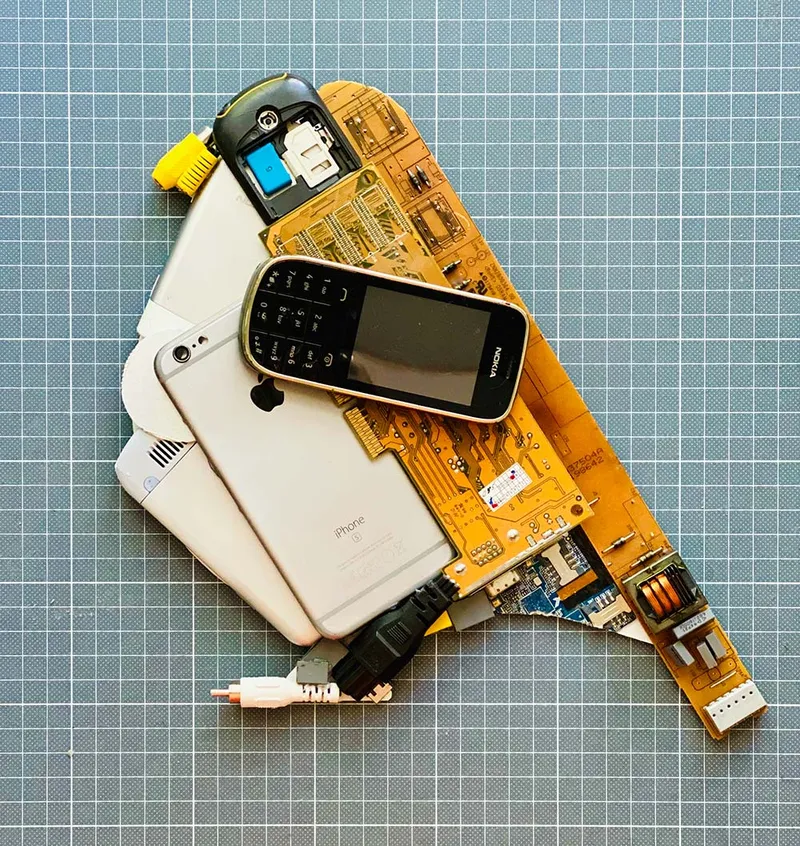 Electronic waste art: birds made of used electronics — detail photo 18