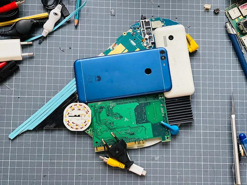 Electronic waste art: birds made of used electronics — detail photo 26