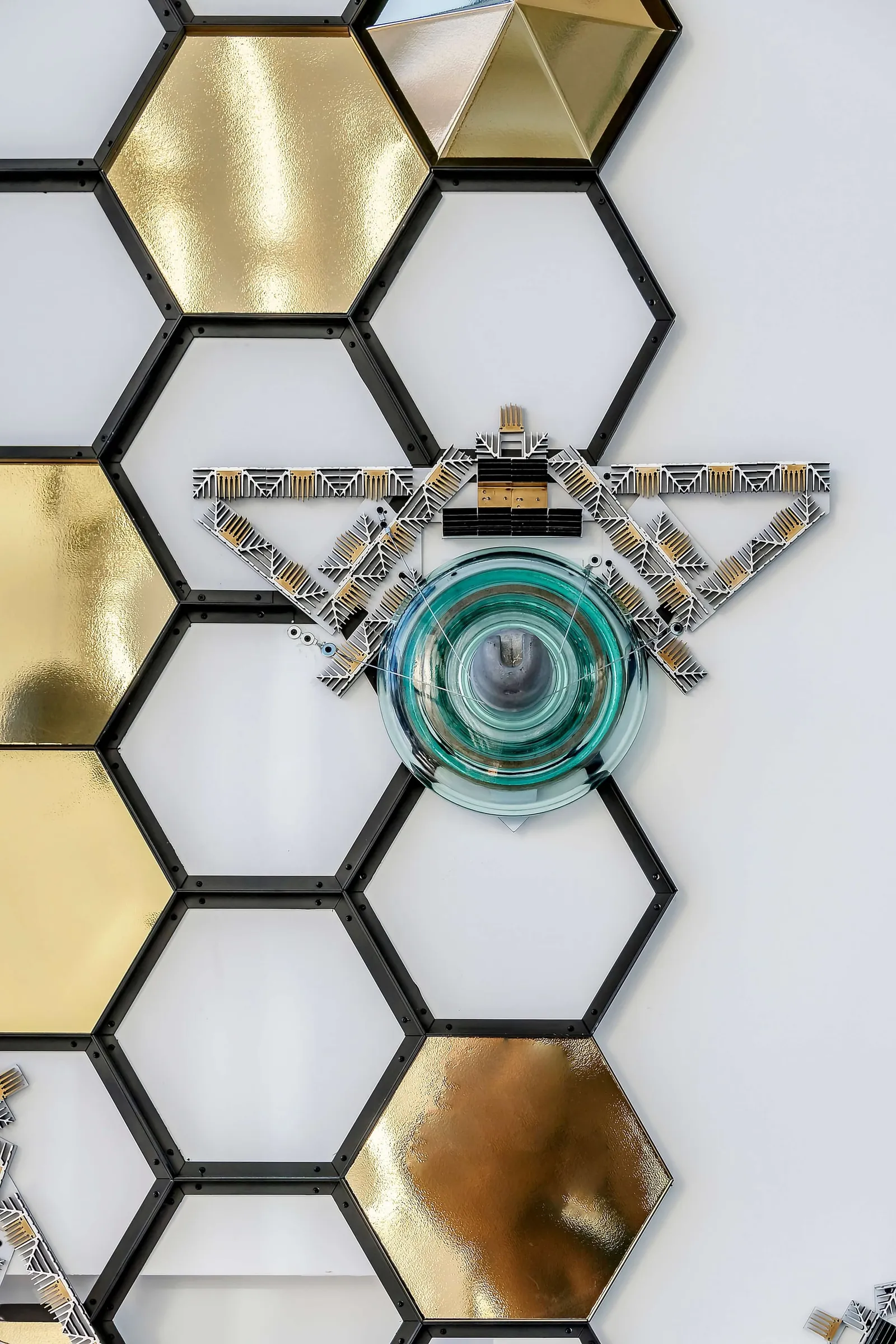 Honeycomb: Where Industrial Energy Meets the Art of the Beehive — full view, art commission by Agne Kisonaite