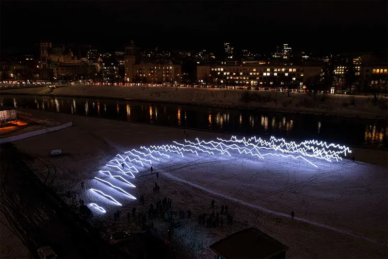 Luminous art installation 'Peaks' — art commission by Agne Kisonaite