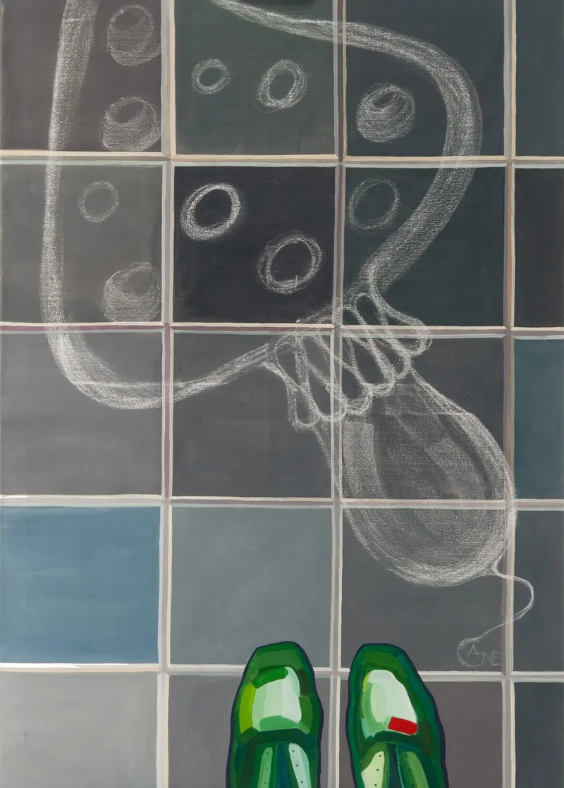 Painting Artist in the City — acrylic painting by Agne Kisonaite