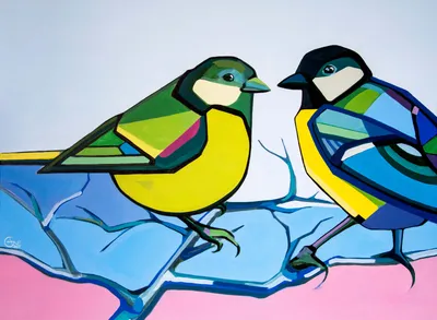 Painting Birds — acrylic painting by Agne Kisonaite