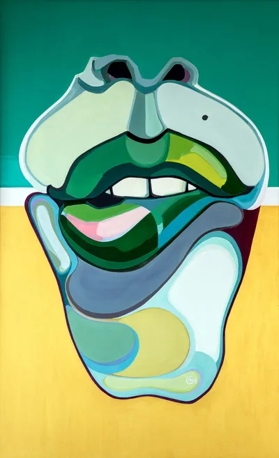 Painting Mint Lips — acrylic painting by Agne Kisonaite