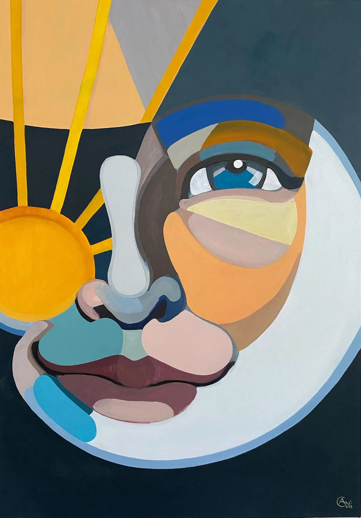 Painting Moon — acrylic painting by Agne Kisonaite