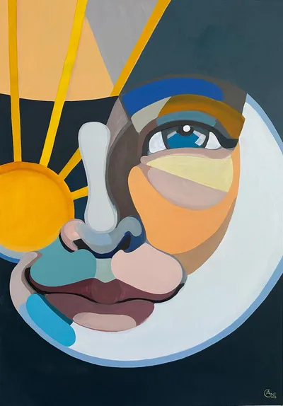 Painting Moon — acrylic painting by Agne Kisonaite