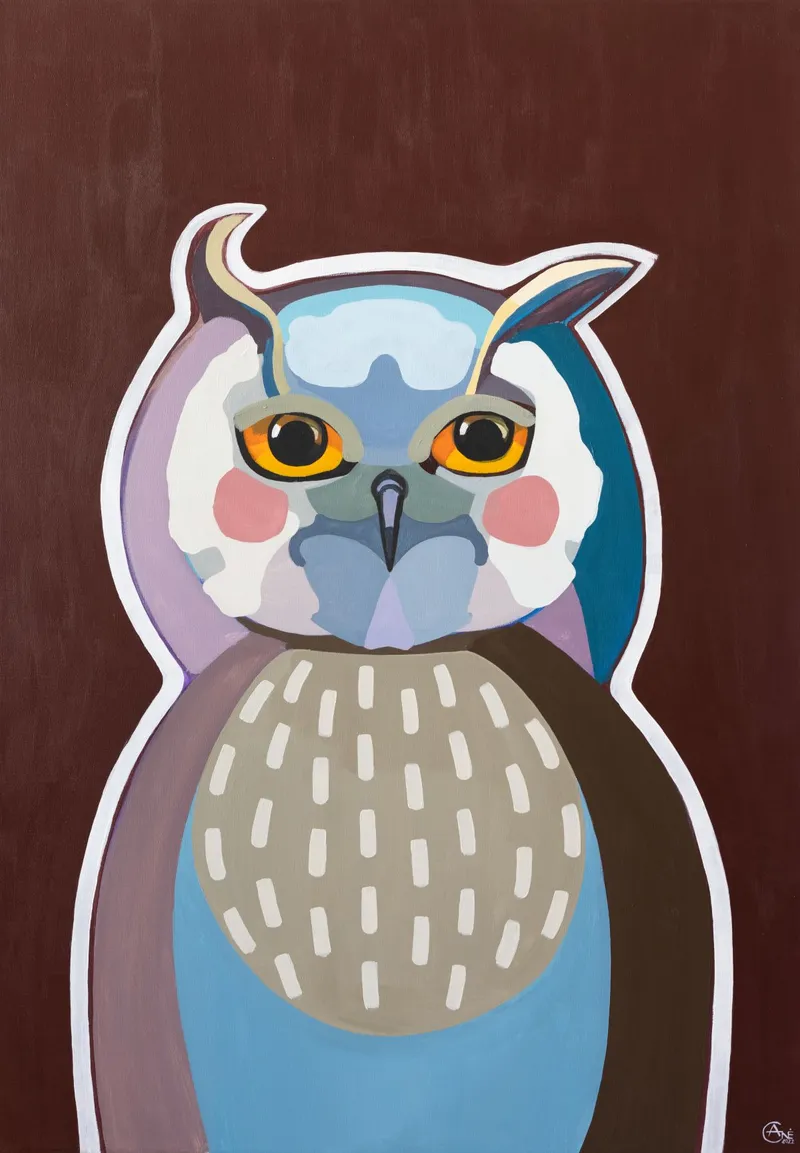 Painting Owl — acrylic painting by Agne Kisonaite