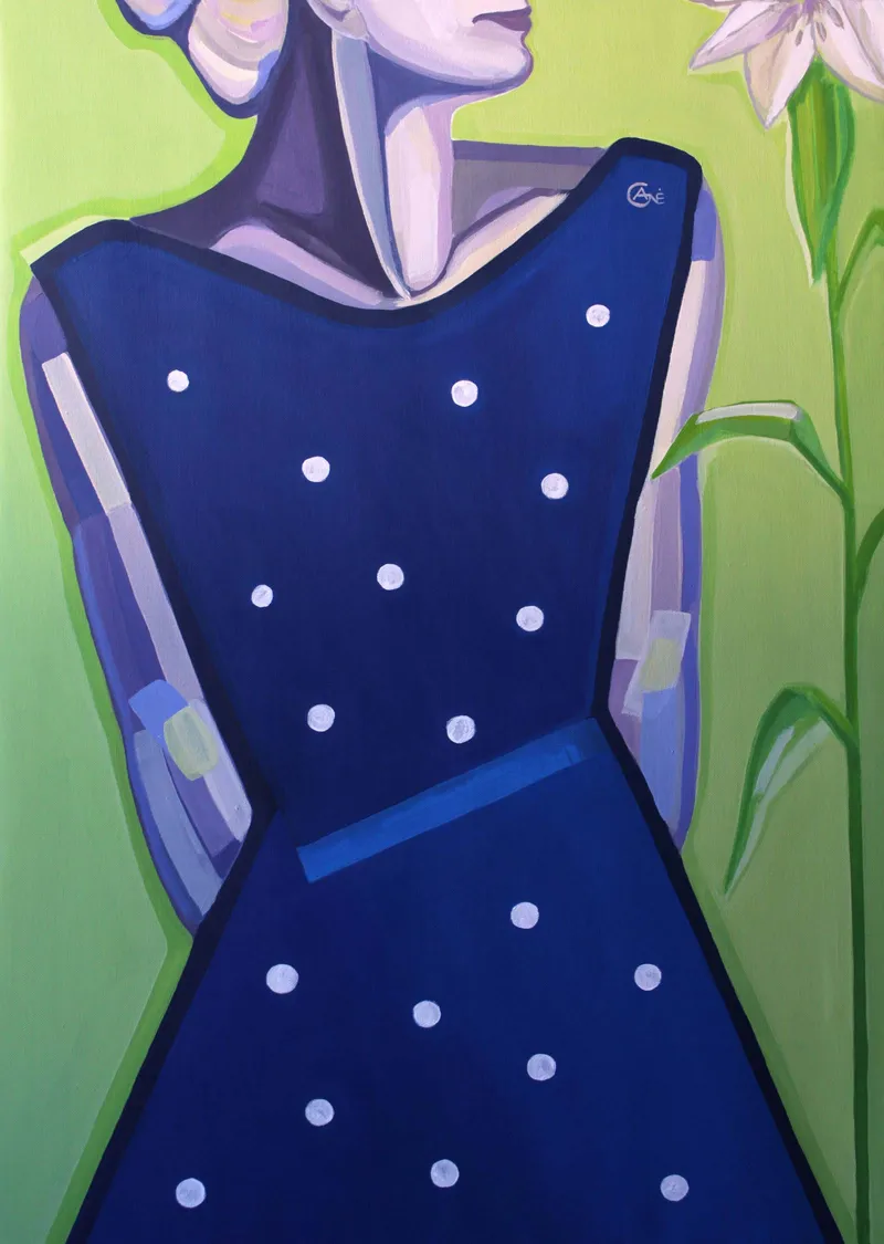 Painting Polka Dot Dress — acrylic painting by Agne Kisonaite