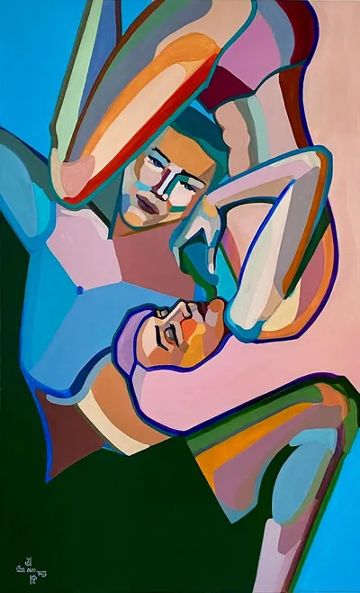 Painting Relationships — acrylic painting by Agne Kisonaite