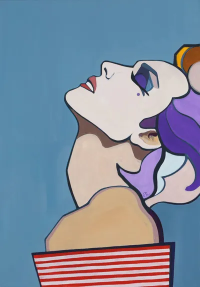 Painting Sun Bathing — acrylic painting by Agne Kisonaite