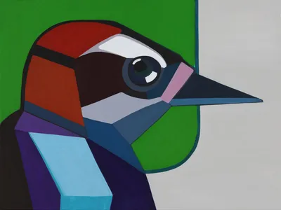 Painting Woodpecker — acrylic painting by Agne Kisonaite
