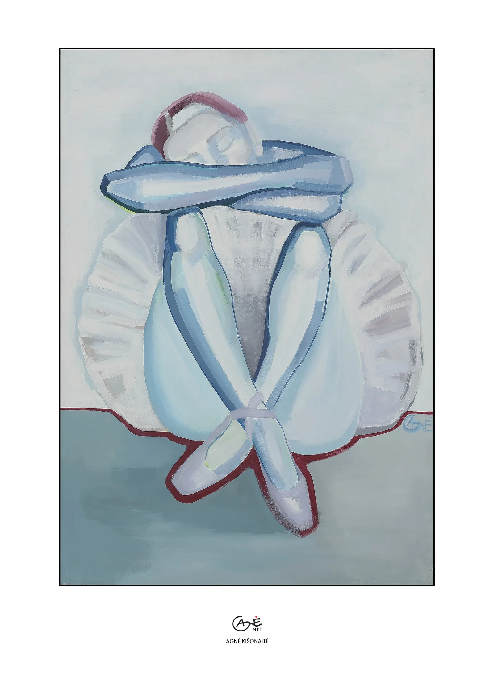Fine art print of "Facilitè" by Agne Kisonaite, in a wood frame