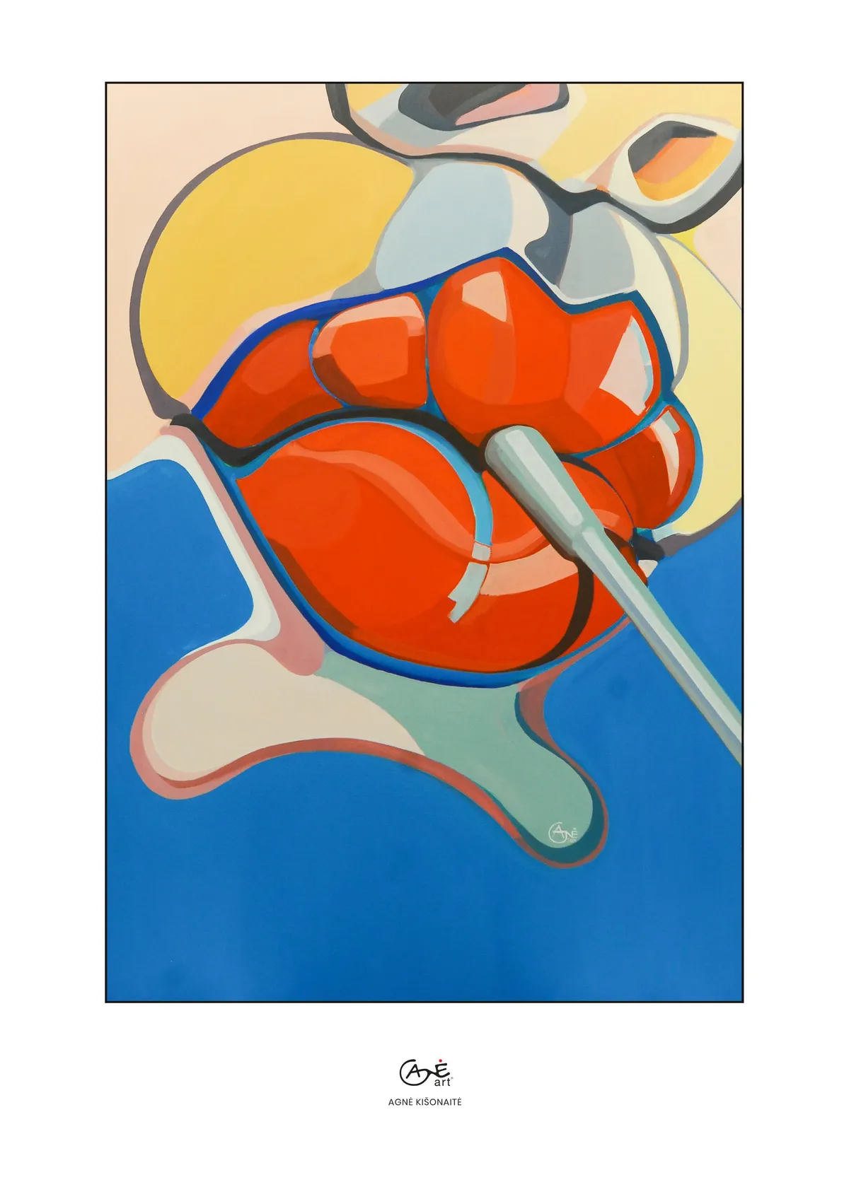 Fine art print of "Glass Blowing" by Agne Kisonaite, in a wood frame