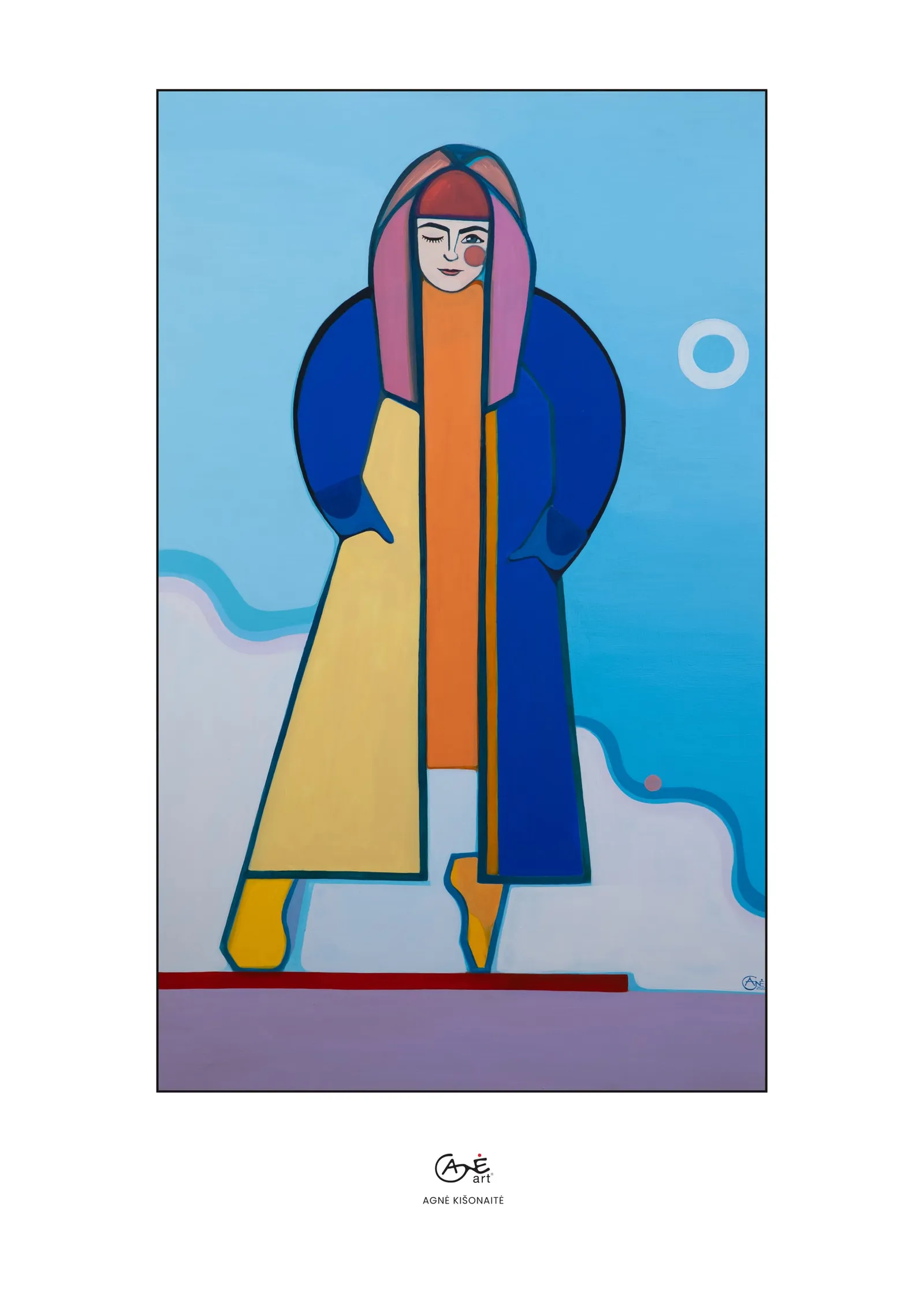 Fine art print of "Self Criticism" by Agne Kisonaite, in a wood frame
