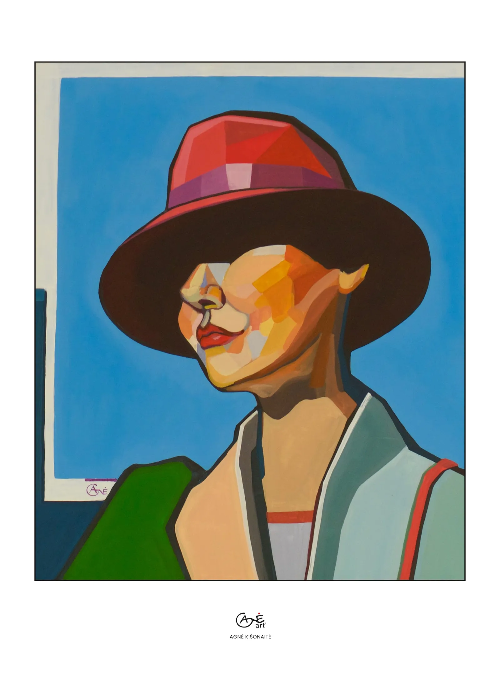 Fine art print of "Squinch" by Agne Kisonaite, in a wood frame