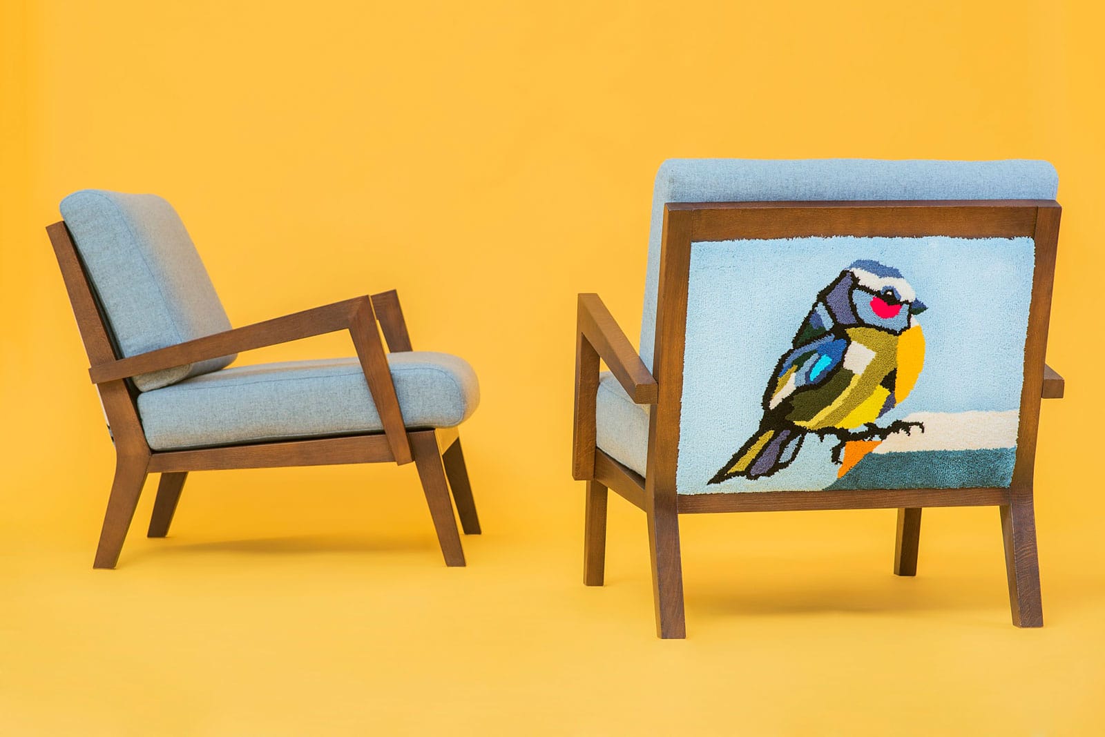 Set of handmade armchairs created by artist Agne Kisonaite