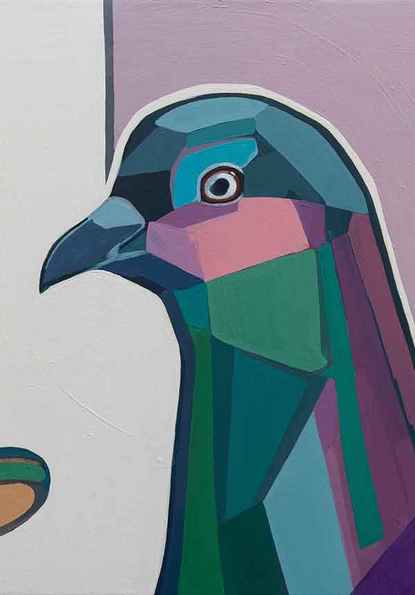 Thumbnail for modern acrylic painting 'Pigeon'. Agne Kisonaite