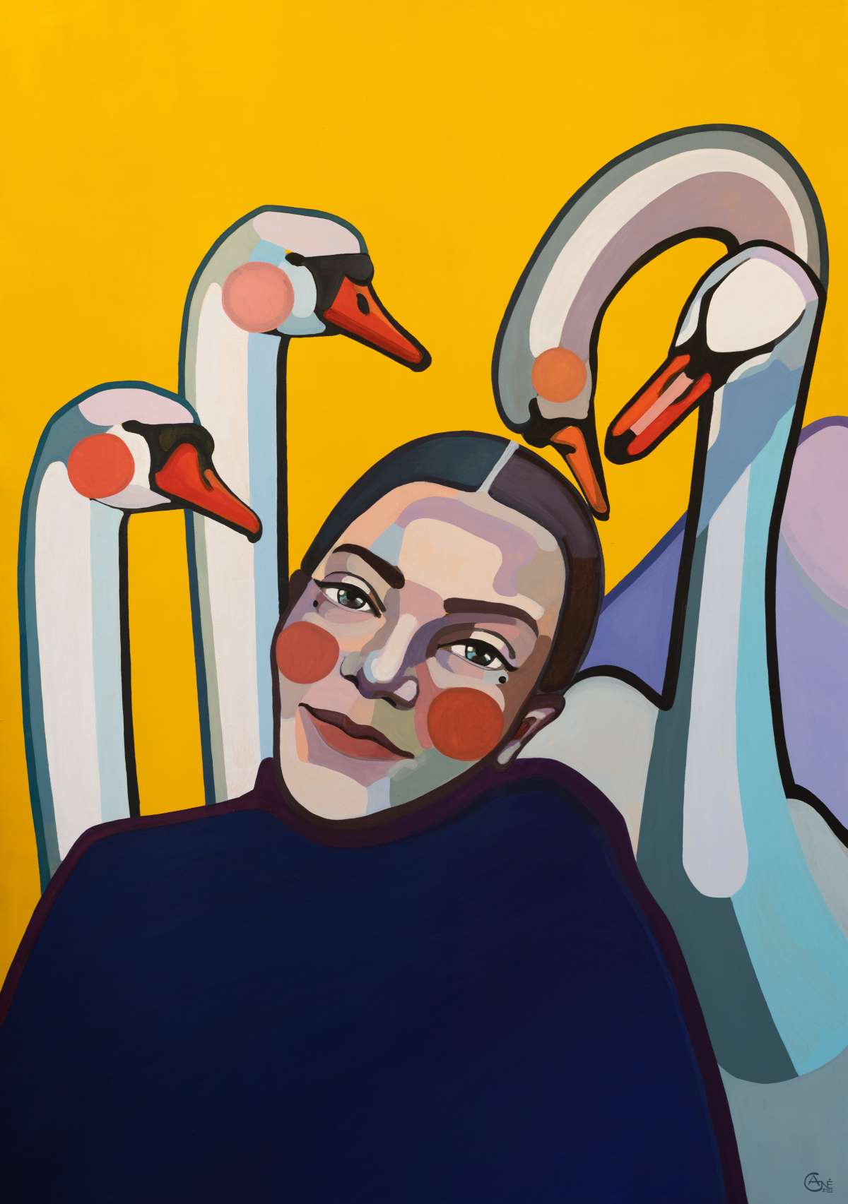 modern acrylic painting Swans