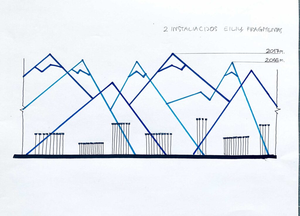 Sketch of luminous art installation "Peaks"