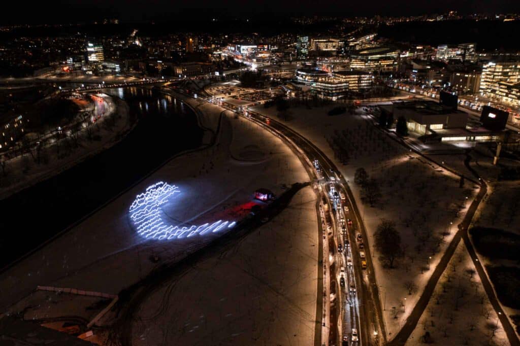 Luminous art installation "Peaks"